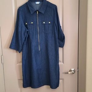 J Gee Cotton Denim Shirt Dress size XL
